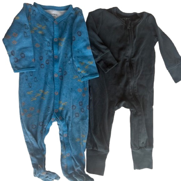 Little Bipsy Grey and Blue Footies Soft Plush One Pieces Bundle of 2 Size 9M - Picture 1 of 7